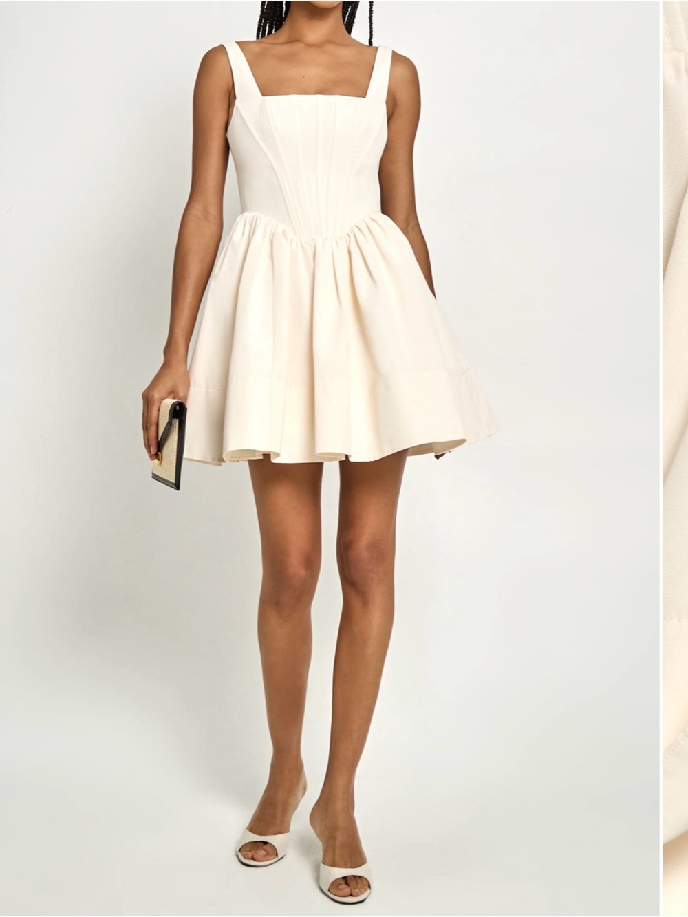 Cream Fit-and-Flare Dress with Square Bodice - Picture 3 of 10